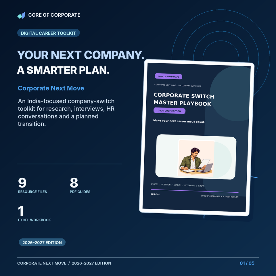 Corporate Next Move — premium product cover with real company-switch playbook sample